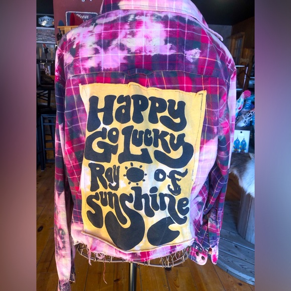 Tops - Cropped Upcycled Flannel Patch Shirt